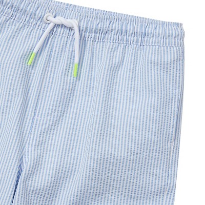 Lands' End Kids Chlorine Resistant Seersucker Swim Trunks with Mesh Liner - X-Large - Light Blue Stripe — фото 2