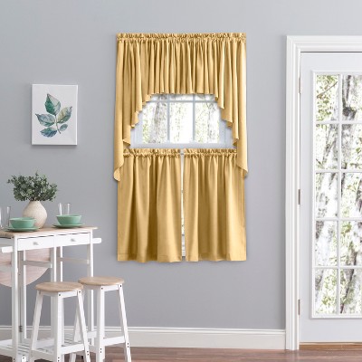 Ricardo 62" x 54" Gold Leaf Polyester Rod Pocket Swag Curtains