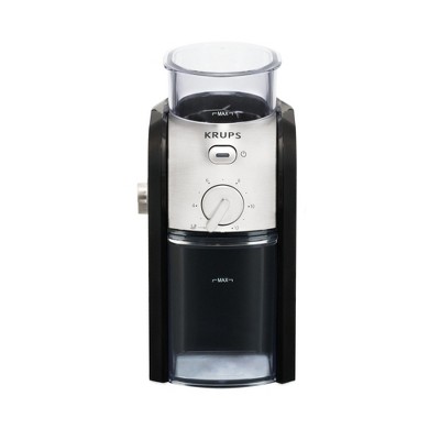 Krups Black and Chrome Stainless Steel Electric Burr Coffee Grinder