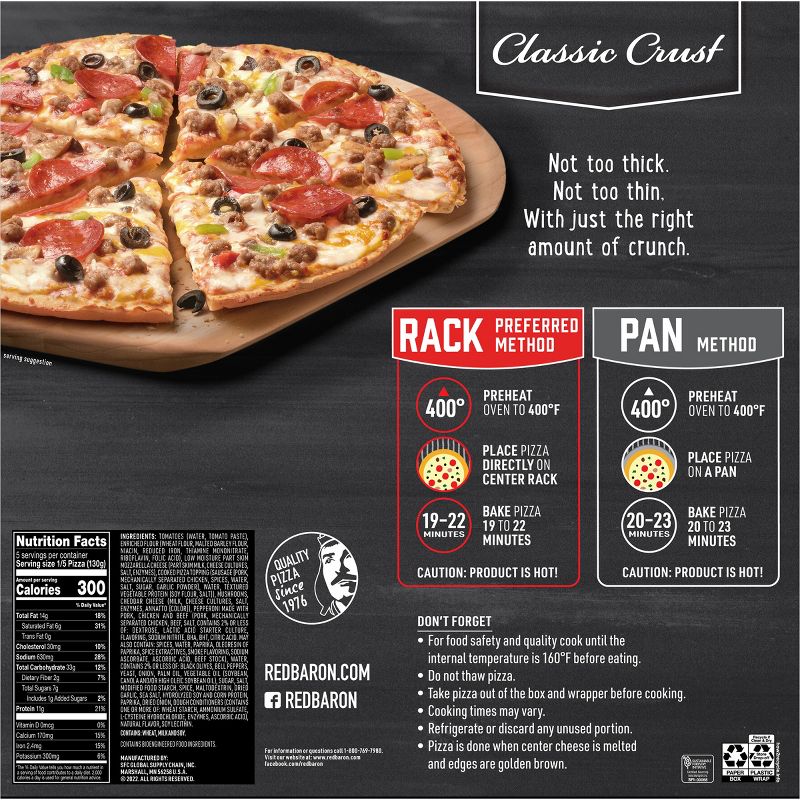 Red Baron Frozen Pizza Classic Crust Special Deluxe - 22.95oz, 5 of 14