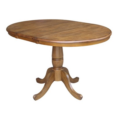 Pecan Round Extendable Wood Counter Height Table