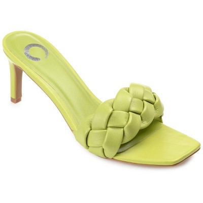 Journee Collection Womens Hattie Tru Comfort Foam Open Toe Mid Stiletto Pumps Olive 7.5