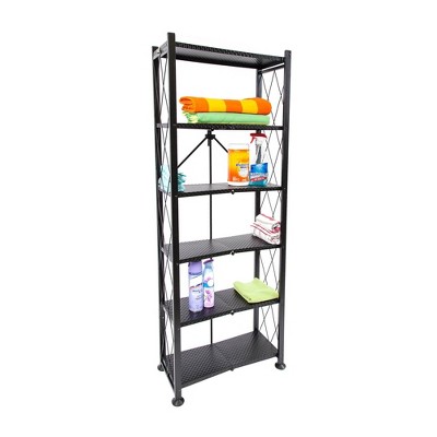 Origami Black 6-Tier Stamped Steel Bookcase Organizer Rack
