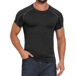 INSPIRE CHIC Men's Workout Stretch Crew Neck Short Sleeve Sport Running T-Shirts - 1 of 4