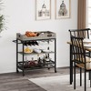 Whizmax 3 Tier Bar Cart with Wheels, Two Portable Trays, Wine Rack, Glasses Holder, Industrial Serving Cart for Kitchen, Living Room, Dining Room - 4 of 4