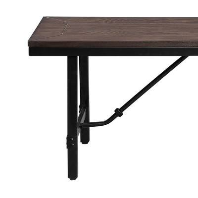 Mariatu Oak and Black Rectangular Wooden Bench