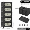 Angel Sar Retro Black 5-Tier Folding Storage Cabinet with Wheels, 20" Wide Collapsible Organizer with Magnetic Door for Living Room, Kitchen, Bedroom - 2 of 4