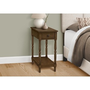 Vynxaria Traditional Accent Table, 2 Tier, Nightstand, Brown Veneer, 11.75" W x 21.75" L x 25" H - 1 of 4