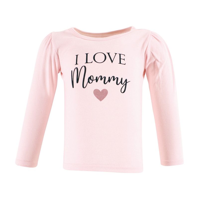Hudson Baby Infant Girl Long Sleeve T-Shirts, Girl Mommy Pink Navy, 3 of 6