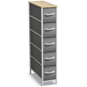 Sorbus 5 Drawers Narrow Dresser with Steel Frame, Wood Top & Easy Pull Fabric Bins for Small Spaces, Closets, Bedrooms, Bathrooms & Laundry - 1 of 4