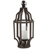 Open Wood Lantern Candle Holder with Glass Hurricane – 22.5"H Rustic Pillar Display by Melrose - 2 of 3