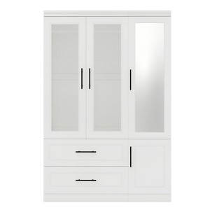 Keloyid White Wood 47.25 in. Armoire with 2 Drawers and 4 Doors - 1 of 4