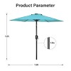 Gulches 7.5ft Patio Outdoor Table Market Yard Umbrella with Push Button Tilt/Crank, 6 Sturdy Ribs for Garden, Deck, Backyard, Pool, Turquoise - 3 of 4