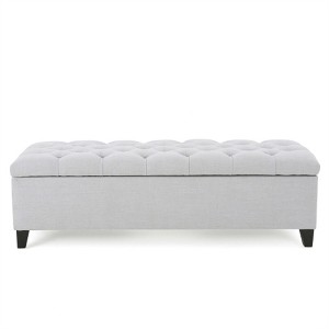 Tramull Button Tufted Diamond-Stitch Storage Ottoman Bench, Soft-Close Lid and Versatile Seating for Living Room - 1 of 4