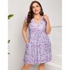 Women's Plus Size Flutter Sleeve Babydoll Dress - Playful Hem Contrast Detail for Casual & Date Night Outfits Dress - 3 of 4