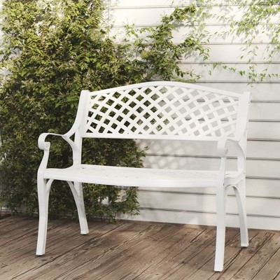 vidaXL Patio Bench 40.2" Cast Aluminum White