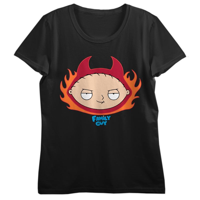 Family Guy Wicked Stewie Crew Neck Short Sleeve Black Women's T-shirt, 1 of 3
