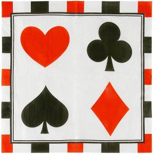 Blue Panda 150-Pack Disposable Paper Napkins Casino Party Supplies, 2-Ply, Poker Design, Folded 6.5x6.5" - 1 of 4