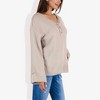Anna-Kaci Women's V-Neck Henley Knit Sweater with Button Details - 4 of 4