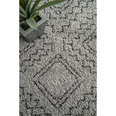 Gray Synthetic Shag Reversible Square Rug, 4' x 4'