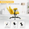 Ridstar Linen Ergonomic Cross-Arm Office Chair with Casters for Home Office & Study-Yellow - 3 of 4