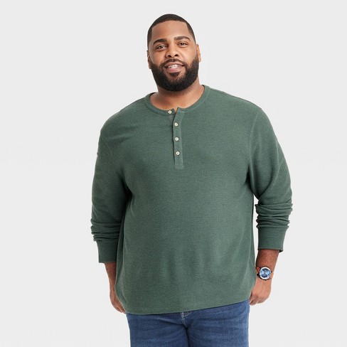 Men's Big & Tall Long Sleeve Textured Henley Shirt - Goodfellow & Co™ Green  4xl : Target