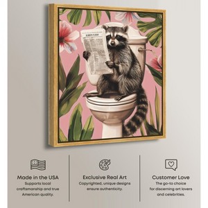 Art Remedy Raccoon Tropical Bathroom Tropical Bathroom Wall Art Framed - 1 of 4