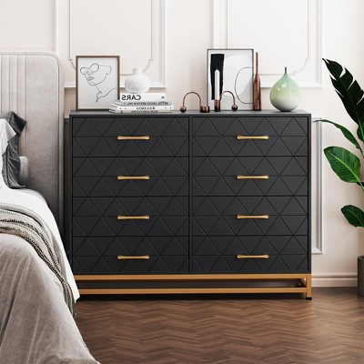 Dresser for Bedroom with 8 Drawer, TV Stand Dressers Chest of Drawers Large Wood Dresser for Storage and Organization