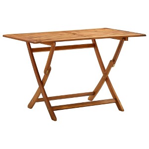 vidaXL Acacia Wood Folding Patio Table - Modern Outdoor Terrace/Patio Dining Table, Easy to Clean, Weather-Resistant, Brown - 1 of 4