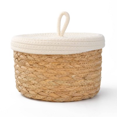 Natural Basket with Lid White - Bullseye's Playground™