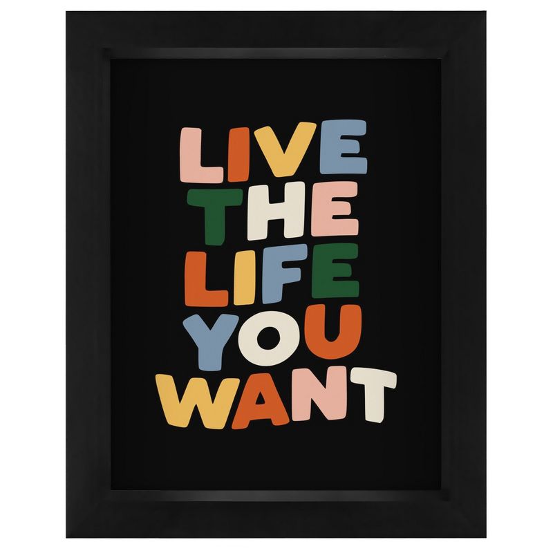 Americanflat Minimalist Motivational Live The Life You Want' By Motivated Type Shadow Box Framed Wall Art Home Decor, 1 of 9