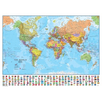  Maps International 1:30 Scale Laminated World Wall Map 