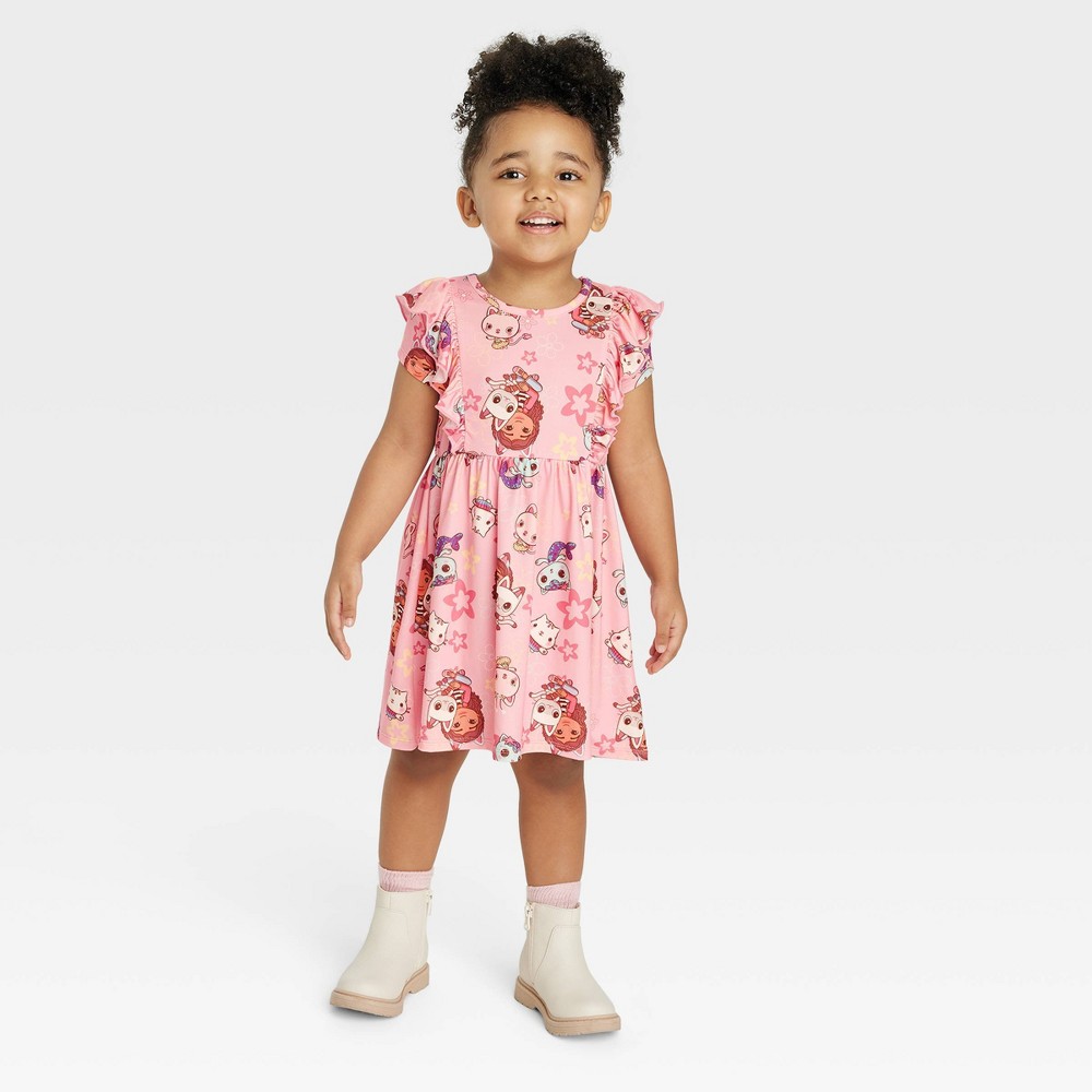 Toddler Girls' Gabby's Dollhouse Printed A-Line Dress - Pink 2T (2 shirts)