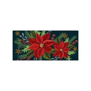 Evergreen Happy Holidays Poinsettia Sassafras Indoor Outdoor Switch Doormat 1'10"x10" Multicolored - 1 of 4