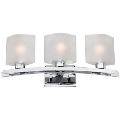 Sleek Chrome 26" Modern Bathroom Wall Light with White Linen Shades