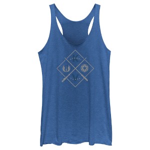 Women's Star Wars: Obi-Wan Kenobi Vader vs Kenobi Crossed Lightsabers Racerback Tank Top - 1 of 4