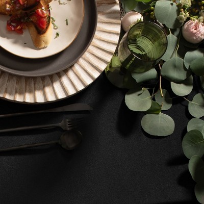 Black 90 x 132 Inch Polyester Rectangular Tablecloth