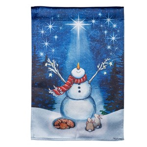 Evergreen Garden Flag Star Heart Snowman  Lustre Double Sided Indoor Outdoor Decor 18" x 12.5" - 1 of 2