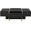 Grungis Modern High Gloss Coffee Table with 4 Drawers & Wood Grain Legs,Multi-Storage Center Table for Living Room & Office - 3 of 4