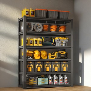 ROOMTEC Metal Storage Shelves, Heavy Duty Shelves Organizer Industrial Utility Rack Shelving, Black - 1 of 4