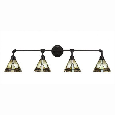 Toltec Lighting Vintage 4 - Light Vanity in  Dark Granite with 7" Zion Art Glass Shade