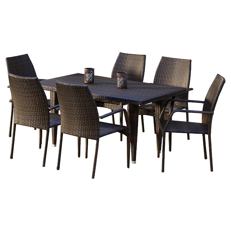 Canoga 7pc Wicker Patio Dining Set - Brown - Christopher Knight Home, 3 of 6