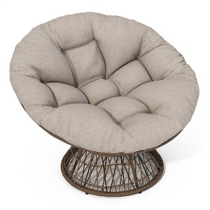 XINGHANZHENXUAN 41.5-in 360° Swivel Wicker Accent Chair with Cushion, Iron Frame for Indoor, Outdoor Lounging, Stain-Proof - 1 of 4