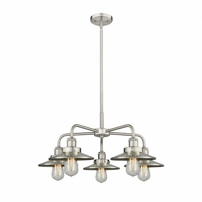 Ballston Urban - 5 Light Stem Hung Chandelier In Industrial Style-11 Inches Tall and 26 Inches Wide