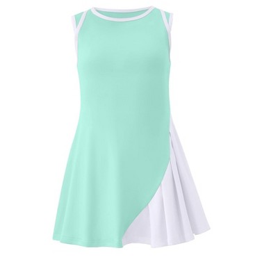 Girls Tennis Dress Sleeveless Workout Dress with Separate Shorts Asymmetric Color Block Glof Dress A Line Athletic Dress for Girls