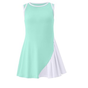 Girls Tennis Dress Sleeveless Workout Dress with Separate Shorts Asymmetric Color Block Glof Dress A Line Athletic Dress for Girls - 1 of 4