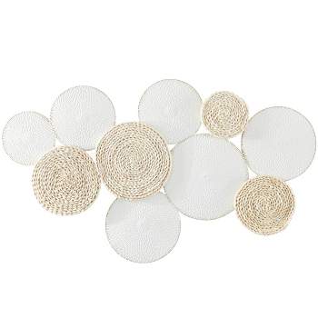 Metal Plate Rope Design Wall Decor with Textured Pattern White - The Novogratz