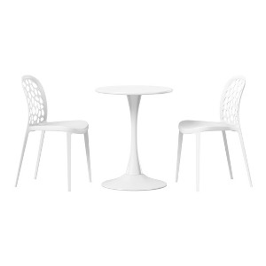 WestinTrends Playa 3-Piece Outdoor Indoor Metal Patio Dining Table Set With Stackable Polypropylene Patio Side Chairs - 1 of 4