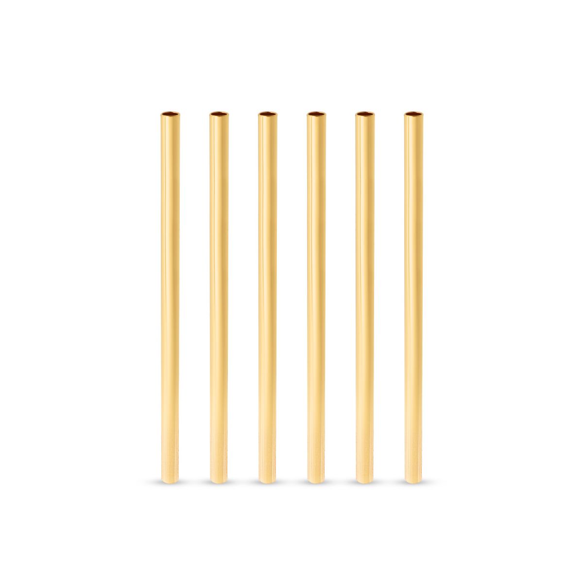 Viski Set of 6 Gold Stainless Steel Straws, 5” Reusable Short Metal Straws for Lowball Glasses, Anniversary, Home Bar Tools, Gifts for Cocktail Lovers