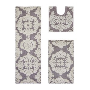 Medallion Collection 3 Piece 100% Cotton Tufted Bathroom Rug Set  with Non-Slip Backing, Machine Washable, Tumble Dry Bath Mat - 1 of 4